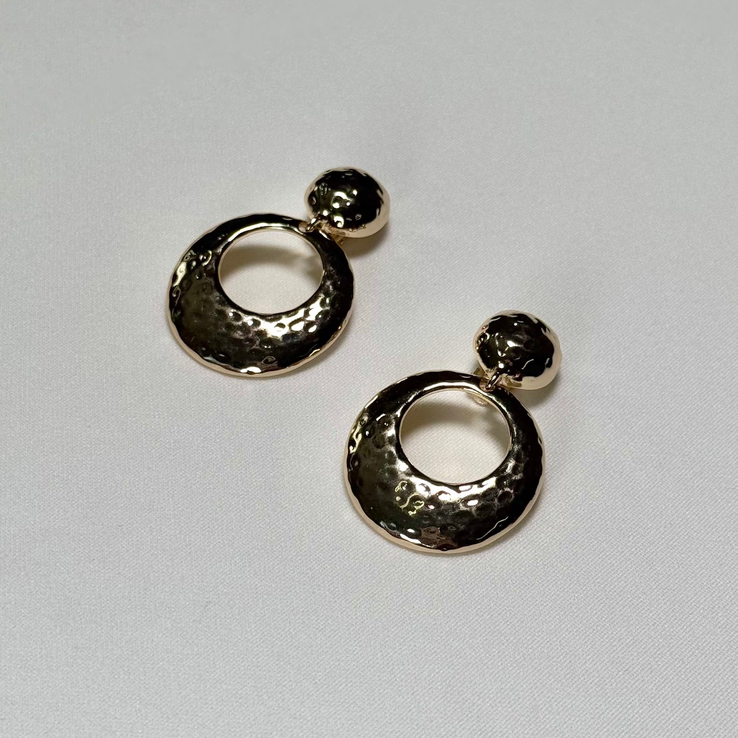 Circle Hammered Texture Drop Earrings