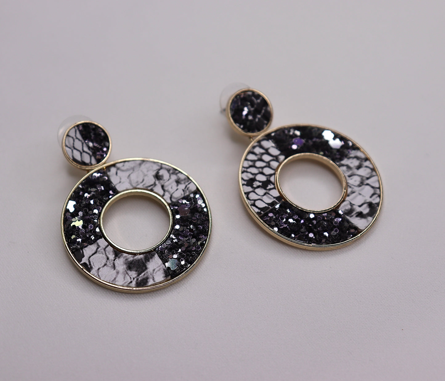 Glitter Snake Print Earrings