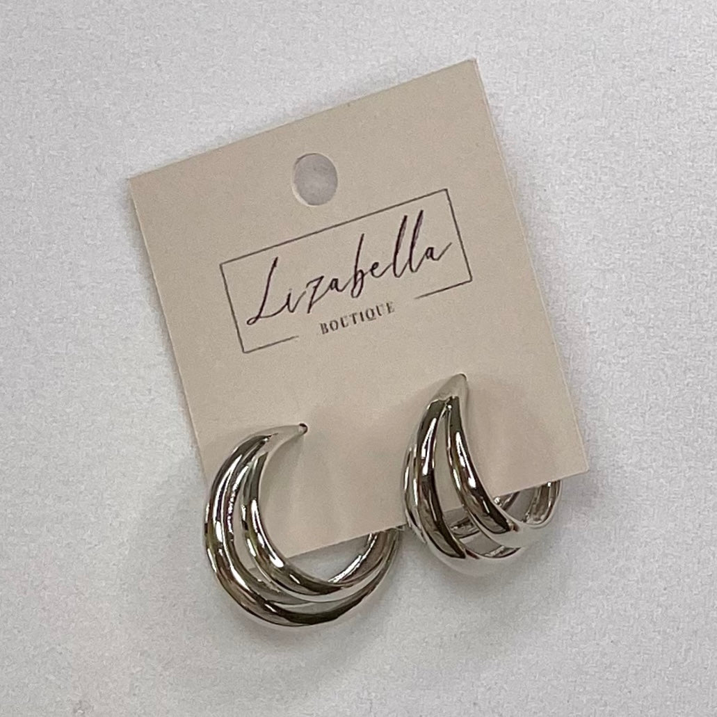 Triple Layered Huggie Hoop Earrings