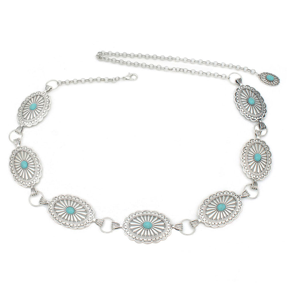 Western Oval Concho Chain Belt