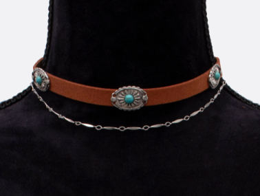 Suede Concho Layered Choker