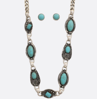 Turquoise Oval Link Necklace