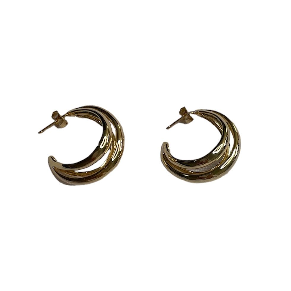 Triple Layered Huggie Hoop Earrings