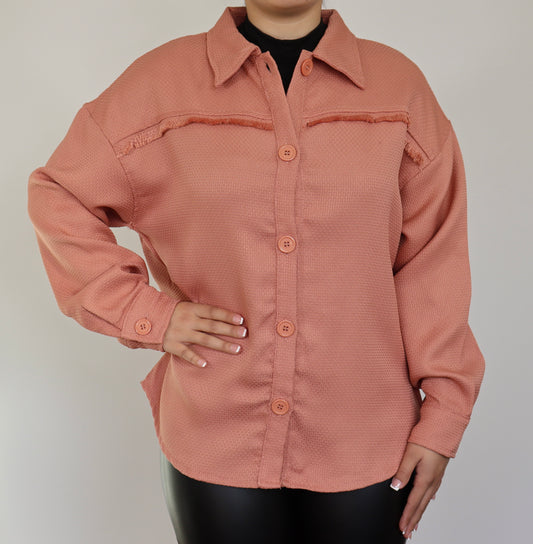 Frayed Trim Shacket