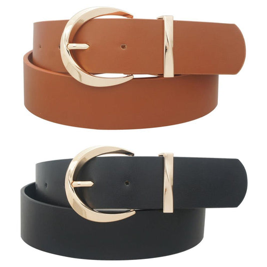 Faux Leather Round Buckle Belt