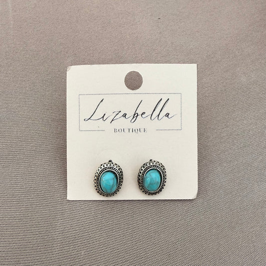 Oval Western Stud Earrings