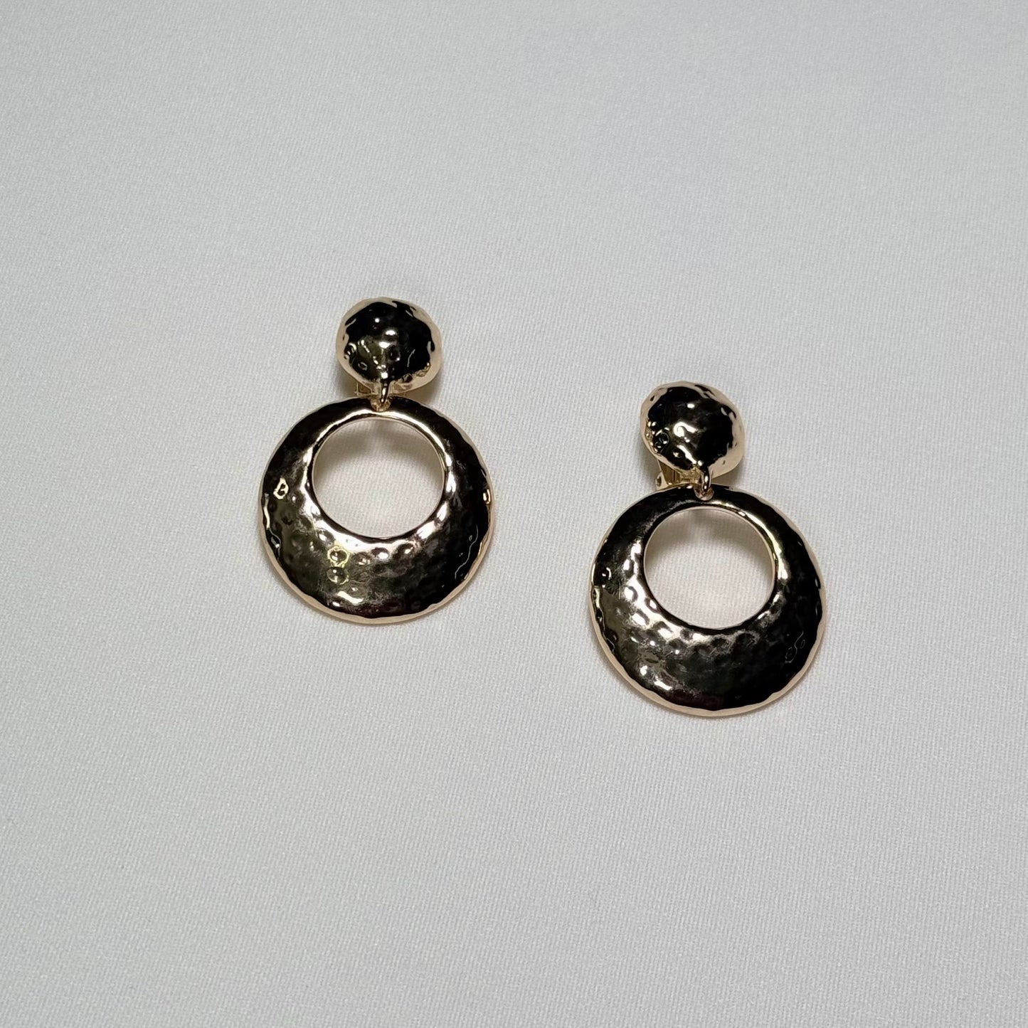 Circle Hammered Texture Drop Earrings