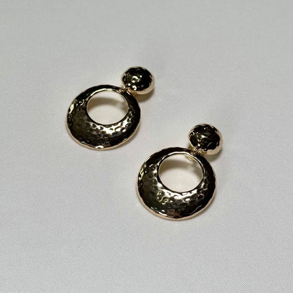 Circle Hammered Texture Drop Earrings