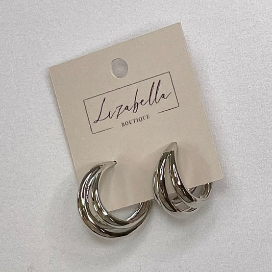 Triple Layered Huggie Hoop Earrings