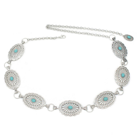 Western Oval Concho Chain Belt
