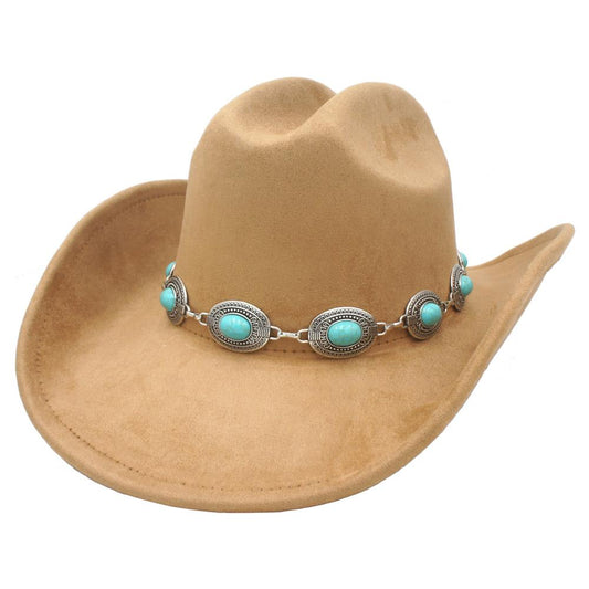 Chain Band Microsuede Cowboy Hat