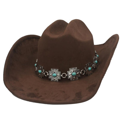 Aztec Cross Band Microsuede Cowboy Hat