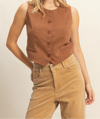 Striped Button Down Vest