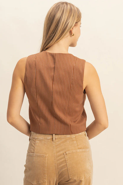 Striped Button Down Vest