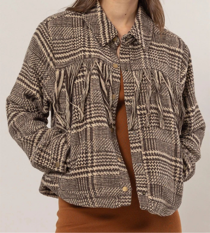 Plaid Fringe Jacket
