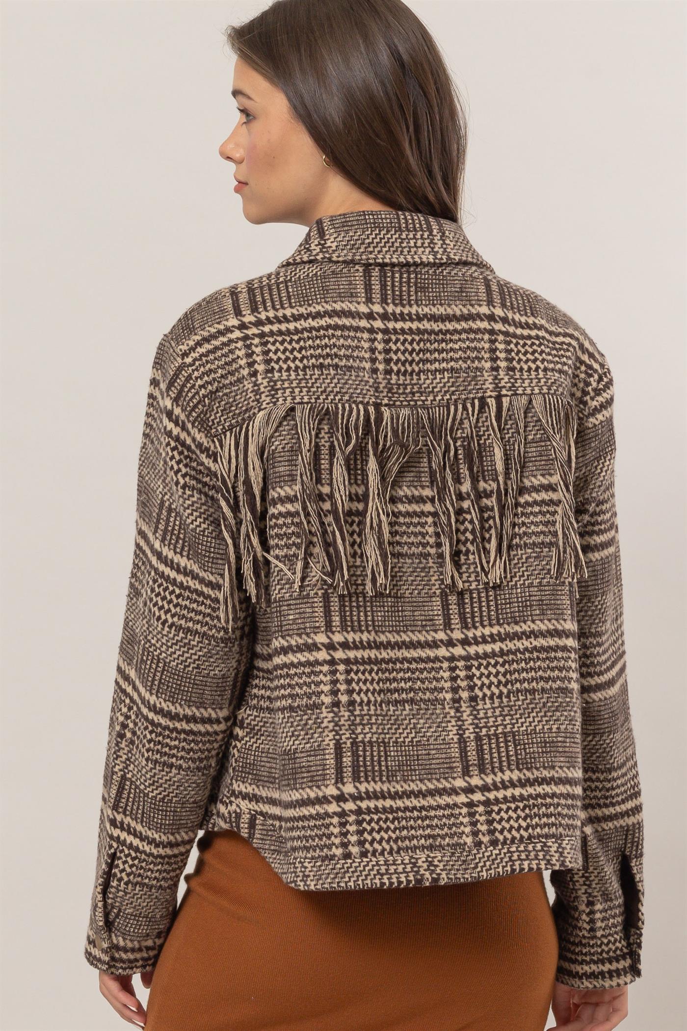 Plaid Fringe Jacket