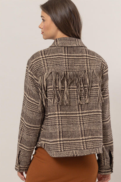 Plaid Fringe Jacket