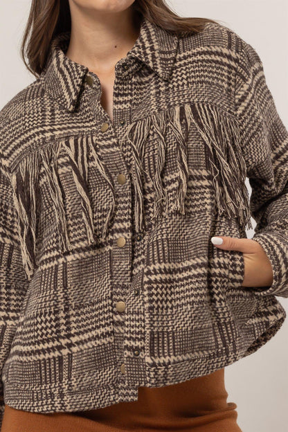 Plaid Fringe Jacket