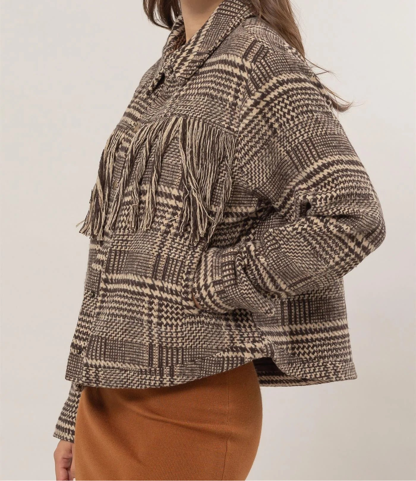 Plaid Fringe Jacket