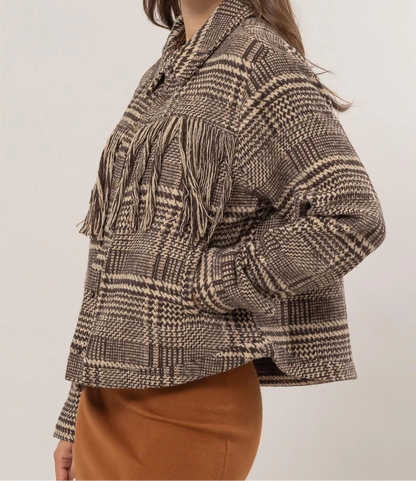 Plaid Fringe Jacket