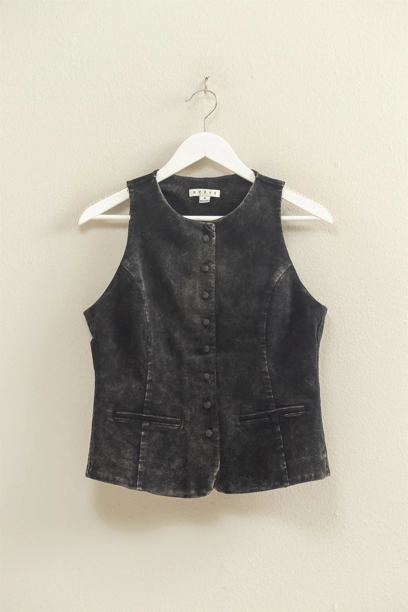 Mineral Washed Buttoned Vest
